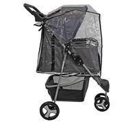 Actiaspet - Foldable Pet Stroller with Weather Protection and Swivel Wheels | 15kg Carrying Capacity (Grey, Stroller + Cover)