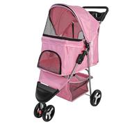 Actiaspet - Foldable Pet Stroller with Weather Protection and Swivel Wheels | 15kg Carrying Capacity (Pink, One Size)