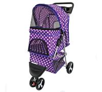 Actiaspet - Foldable Pet Stroller with Weather Protection and Swivel Wheels | 15kg Carrying Capacity (Purple Dot, One Size)