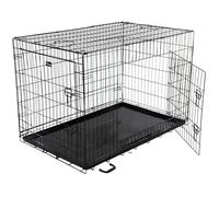 Actiaspet - Heavy Duty Black Metal Dog Cage | Foldable with Removable Tray (Black, 48")