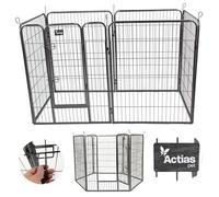 Actiaspet - Heavy Duty Metal Pet Playpen 6 Panel Dog Run Enclosure with Door (Black, Large, 6)