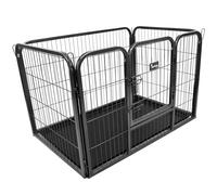 Actiaspet Heavy Duty Metal Pet Playpen with Removable Plastic Floor | Whelping Box for Puppy Training (Black, Medium, 6)