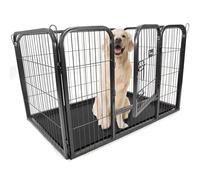 Actiaspet Heavy Duty Metal Pet Playpen with Removable Plastic Floor | Whelping Box for Puppy Training (Black, Extra Large, 4)