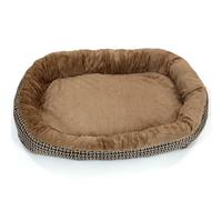 Actiaspet Jute Orthopaedic Soft Dog Bed - 40mm Massage Foam Cushion with Fleece Lining & Non Slip Base (Brown, Large)
