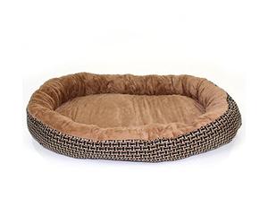 Actiaspet Jute Orthopaedic Soft Dog Bed - 40mm Massage Foam Cushion with Fleece Lining & Non Slip Base (Brown, X Large)