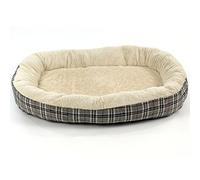 Actiaspet Jute Orthopaedic Soft Dog Bed - 40mm Massage Foam Cushion with Fleece Lining & Non Slip Base (Checkered Grey, Large)