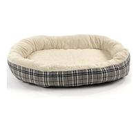 Actiaspet Jute Orthopaedic Soft Dog Bed - 40mm Massage Foam Cushion with Fleece Lining & Non Slip Base (Checkered Grey, Medium)