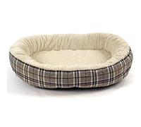 Actiaspet Jute Orthopaedic Soft Dog Bed - 40mm Massage Foam Cushion with Fleece Lining & Non Slip Base (Checkered Grey, Small)