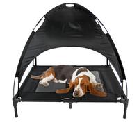 (Large: 91cm x 76cm x 18cm) Elevated Dog Bed Pet Raised Cot Indoor Outdoor Mesh with Canopy Cover