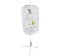 Actiaspet Large Metal Bird Cage with Swing Stand, Freestanding Steel Interior Birdcage with Easy Access Cleaning Tray (White)