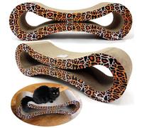 Actiaspet - Leopard Print Cardboard Cat Scratching Post/Sofa Bed Style with Catnip | 86.5 x 25 x 26 cm