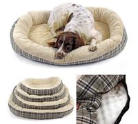 Dog bed with Orthopaedic Fleece Lining in Jute plaid Medium Actiaspet