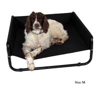 Easipet Elevated Dog Bed Black, Medium 70x70x28cm, Steel Frame with Raised Edges
