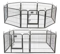 Actiaspet Metal Pet Play Pen 8 Panel Small Foldable Indoor And Outdoor Enclosure Black