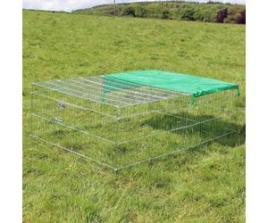 Actiaspet - Metal Run for Rabbit/Guinea Pig/Chicken/Duck/Ferret/Dog/Cat Pet Enclosure with Roof Sunshade (Grey, XLarge, 6 Panels)