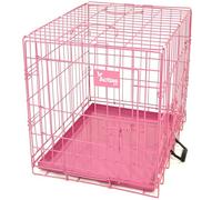 Actiaspet Pink Foldable Metal Dog Cage Crate with Removable Tray (Pink, Medium)