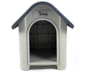 Actiaspet Plastic Dog Kennel - Weatherproof Outdoor Dog House - Raised Floor & Ventilation - 75 x 59 x 66cm - Suitable for Small to Medium Dogs