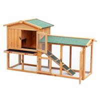 Actiaspet - Portable Large Wooden Rabbit Hutch with Run (Fir & Plywood) | 147cm x 52cmx 85.5cm (L Hutch + Cover)