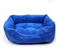 Actiaspet - Small Blue Faux Fur Dog Bed | Machine Washable with Non-Slip Base (47x37x17cm)