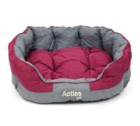 Actiaspet Waterproof Pet Bed Reversible Cushion 2 Colours Multiple Sizes (Grey/Burgundy, Large)