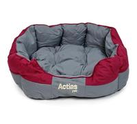 Actiaspet Waterproof Pet Bed Reversible Cushion 2 Colours Multiple Sizes (Grey/Burgundy, Medium)