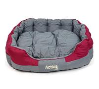 Actiaspet Waterproof Pet Bed Reversible Cushion 2 Colours Multiple Sizes (Grey/Burgundy, XX Large)