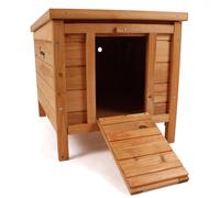 Wooden Rabbit Hutch/Hide Small Pet House - Stained Natural Finish - Fir and Plywood - 420mm x 515mm x 430mm