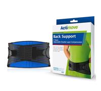 Actimove® SPORTS EDITION Back Support, 4 Stays with Adjustable Double Layer Compression - For Pain Relief with Comfort - Ideal for Exercising - Black, XXLarge