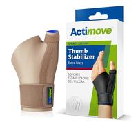 Actimove Sports Edition Thumb Stabilizer with Extra Stays Men and Women - Sleeve for Pain Management of Strains, Sprains, Inflammation, Thumb Pain & Skier's Thumb -Left/Right Wear -Beige, Small/Medium