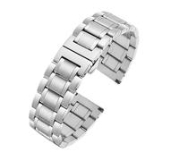 ACTINPANT 1pc 14 16 18 19 20 21 22 24mm Solid Stainless Steel Watch Strap Metal Flat/Curved End Bracelet Accessories(Silver,24mm)