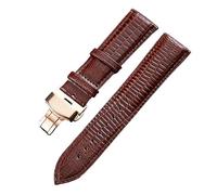 ACTINPANT 1pc 20mm 22mm Butterfly Buckle Lizard Pattern Leather Watchband For Galaxy Watch3 41/45mm Gear Sport(Brown-Rosegold,Galaxy Active2 44mm)