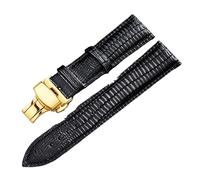 ACTINPANT 1pc 20mm 22mm Butterfly Buckle Lizard Pattern Leather Watchband For Galaxy Watch3 41/45mm Gear Sport(Black-Gold,20mm for Gear S2)