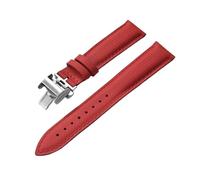 ACTINPANT 1pc FKM Leather Strap 18mm 19mm Base Watch Bands Matched With Any Brand(Red With Buckle,18mmx16mm)