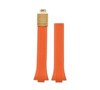 ACTINPANT 1pc FKM Replacement Strap For PRX Watch T137.407/T137.410 Series 11mm 12mm Width Foldable Buckle Diving Band(Orange-Gold,11mm)