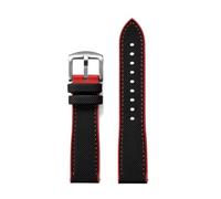 ACTINPANT 1pc FKM Sailcloth Watch Strap 18mm 20mm 22mm 24mm Release For X Swatch Men Women(Black Red,24mm)