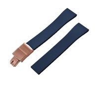 ACTINPANT 1pc Fluoro Rubber Watch Band CTS FKM Strap 16 18mm Release Adjustable Universal Rose Gold Buckle(Blue Rose Gold,16mmx14mm)
