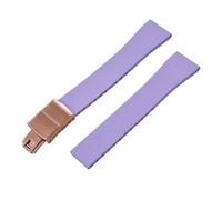 ACTINPANT 1pc Fluoro Rubber Watch Band CTS FKM Strap 19 20mm Release Adjustable Universal Rose Gold Buckle(Purple2 Rose Gold,19mmx16mm)