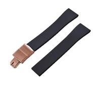 ACTINPANT 1pc Fluoro Rubber Watch Band CTS FKM Strap 19 20mm Release Adjustable Universal Rose Gold Buckle(Black Rose Gold,19mmx16mm)