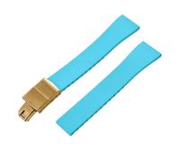 ACTINPANT 1pc Fluoro Rubber Watch Band FKM CTS Strap 21 22mm Gold Buckle Release Adjustable Universal Bracelet(Sky Blue Gold Buckle,22mmx18mm)