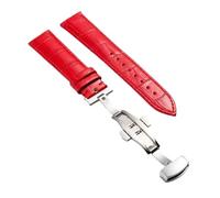 ACTINPANT 1pc Genuine Leather Strap Watch Band Butterfly Clasp Bracelet 22mm 24mm Wrist BandWatch Accessories(Red-S,22mm)