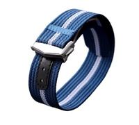 ACTINPANT 1pc Ribbed Watch Band 20mm 22mm for Canvas Strap for MoonSwatch Men Sport Waterproof Folding Buckle Bracelet(Blue White,20mm)