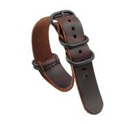 ACTINPANT 1pc Vintage Genuine Leather Watch Band 18mm 20mm 22mm Red Brown Cowhide Strap Burst Crack Black Five Ring For Men Women Wristband(20mm)