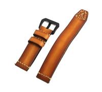 ACTINPANT 1pc Vintage Genuine Leather Watch Strap 18mm 20mm 22mm 24mm 26mm Men Cowhide Double Layer Handmade Watchband Bracelet(Black Buckle,22mm)