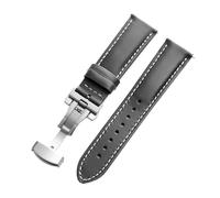 ACTINPANT 1pc Vintage Oil Wax Leather Watch Strap 18mm 20mm 22mm Universal Head Layer Cowhide Watchband Accessories Butterfly Buckle Bracelet(Grey-Silver,22mm)