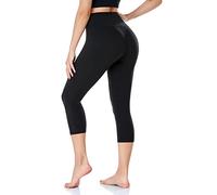 ACTINPUT Capri Leggings for Women High Waisted Tummy Control 3/4 Length Leggings Sports Workout Gym Running Yoga Pants(1pc Black,L-XL)