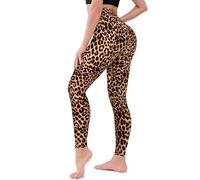 ACTINPUT Leggings for Women Soft High Waisted Tummy Control Leggings Sports Workout Gym Running Yoga Pants(Leopard,S-M)