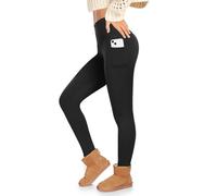 ACTINPUT Thermal Leggings Women High Waisted Thick Fleece Lined Leggings Long Winter Warm Stretchy Leggings Tights A-Black
