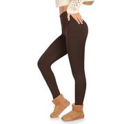ACTINPUT Thermal Leggings Women High Waisted Thick Fleece Lined Leggings Long Winter Warm Stretchy Leggings Tights Coffee