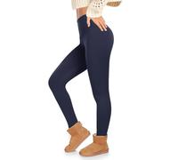 ACTINPUT Thermal Leggings Women High Waisted Thick Fleece Lined Leggings Long Winter Warm Stretchy Leggings Tights Blue(Navy Blue)