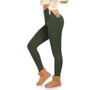 ACTINPUT Thermal Leggings Women High Waisted Thick Fleece Lined Leggings Long Winter Warm Stretchy Leggings Tights Green(Army Green)